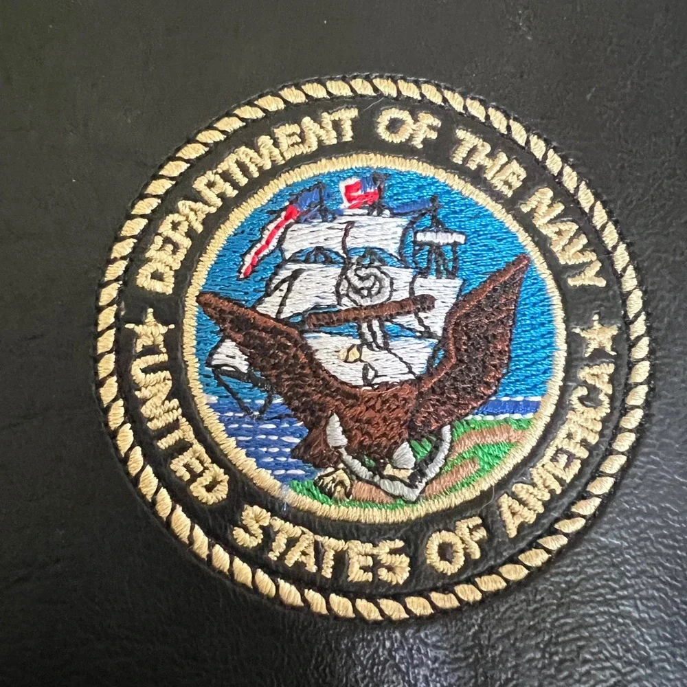 US Navy Department of the Navy Black Leather 3-Ring Binder Planner Cover